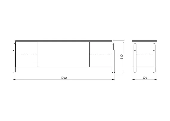 Тумба Basic 2 двери 2 ящика ширина 170 см (дымка)