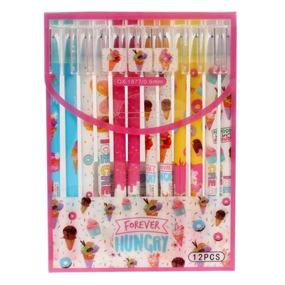 Ручка пиши-стирай гелевая 0,5 мм синяя "Мороженое"