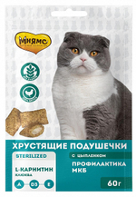 Мнямс хрустящие подушечки для стерилизованных кошек с цыпленком и клюквой "Профилактика МКБ"