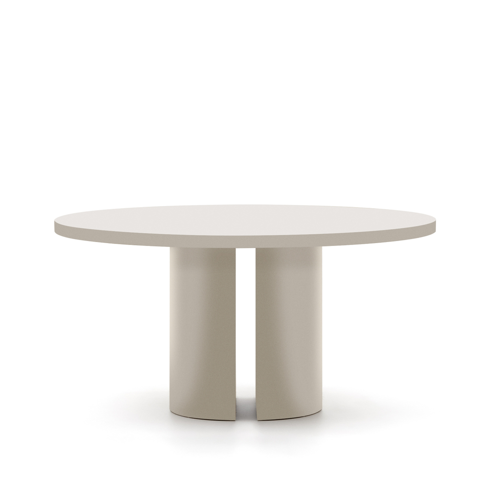 Круглый стол Nealy из лакированного МДФ в отделке экрю, Ø 150 см