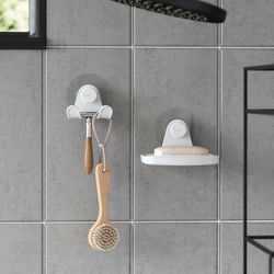 Мыльница для душа настенная Flex Adhesive, белая