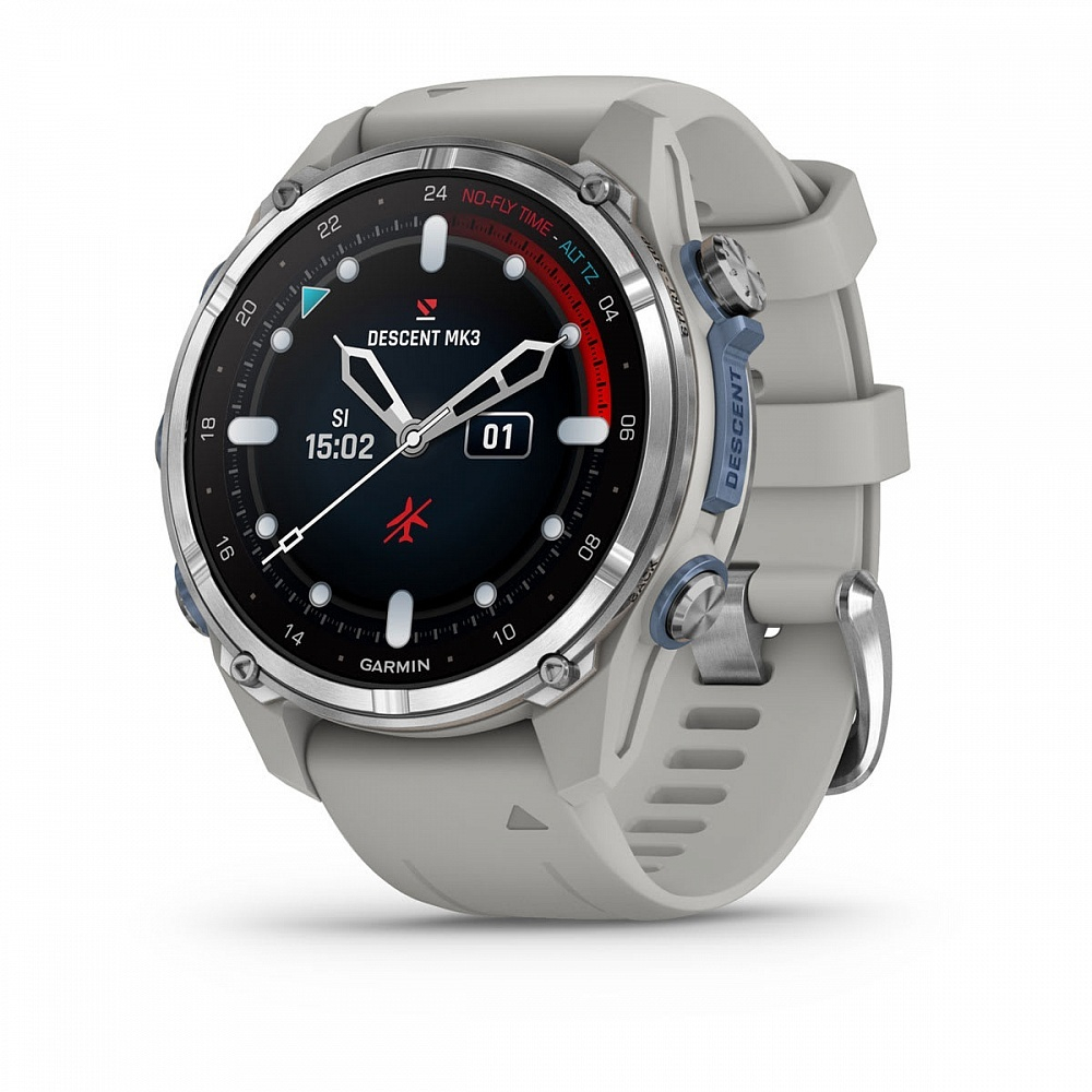 Часы для дайвинга Garmin Descent Mk3, 43 мм, дымчато-серый силиконовый ремешок, 010-02753-04