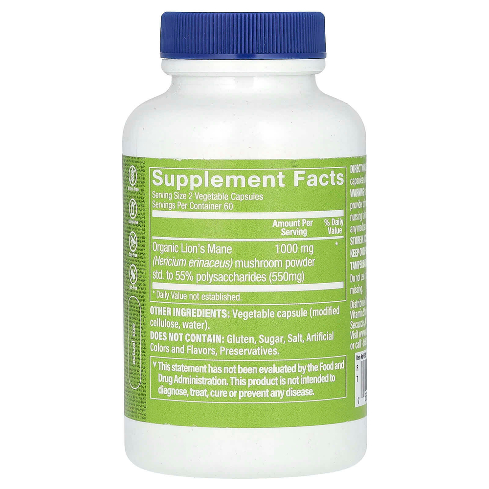 The Vitamin Shoppe, ежовик гребенчатый, 120 растительных капсул (500 мг в 1 капсуле)
