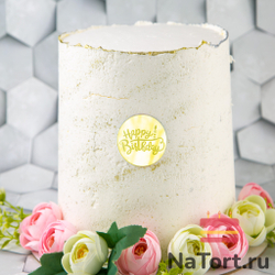 Украшение круглое «Happy Birthday» золото, 10 шт