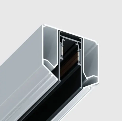 Трековая система освещения для натяжных потолков MAGNETIC S15 48V Чёрный шинопровод алюминиевый четырех-контактный низковольтный 4TRA 54x55x1500mm IP20 1,5 м / торцевые заглушки в комплекте