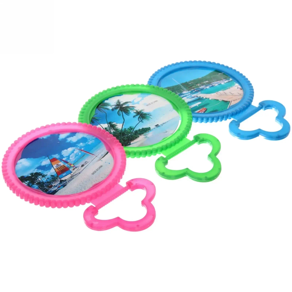 Зеркало настольное в пластиковой оправе «Бусинки» круг, подвесное d-19см (Стикер на минивложение 15шт)