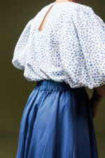 Юбка асимметричная двухслойная, пыльно-синего цвета