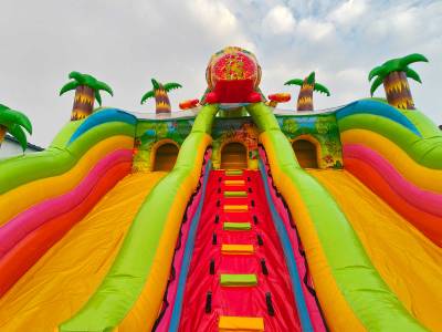 Коммерческий надувной батут «Хамелеон и динозавры Ультра 4» 12*6*6 м