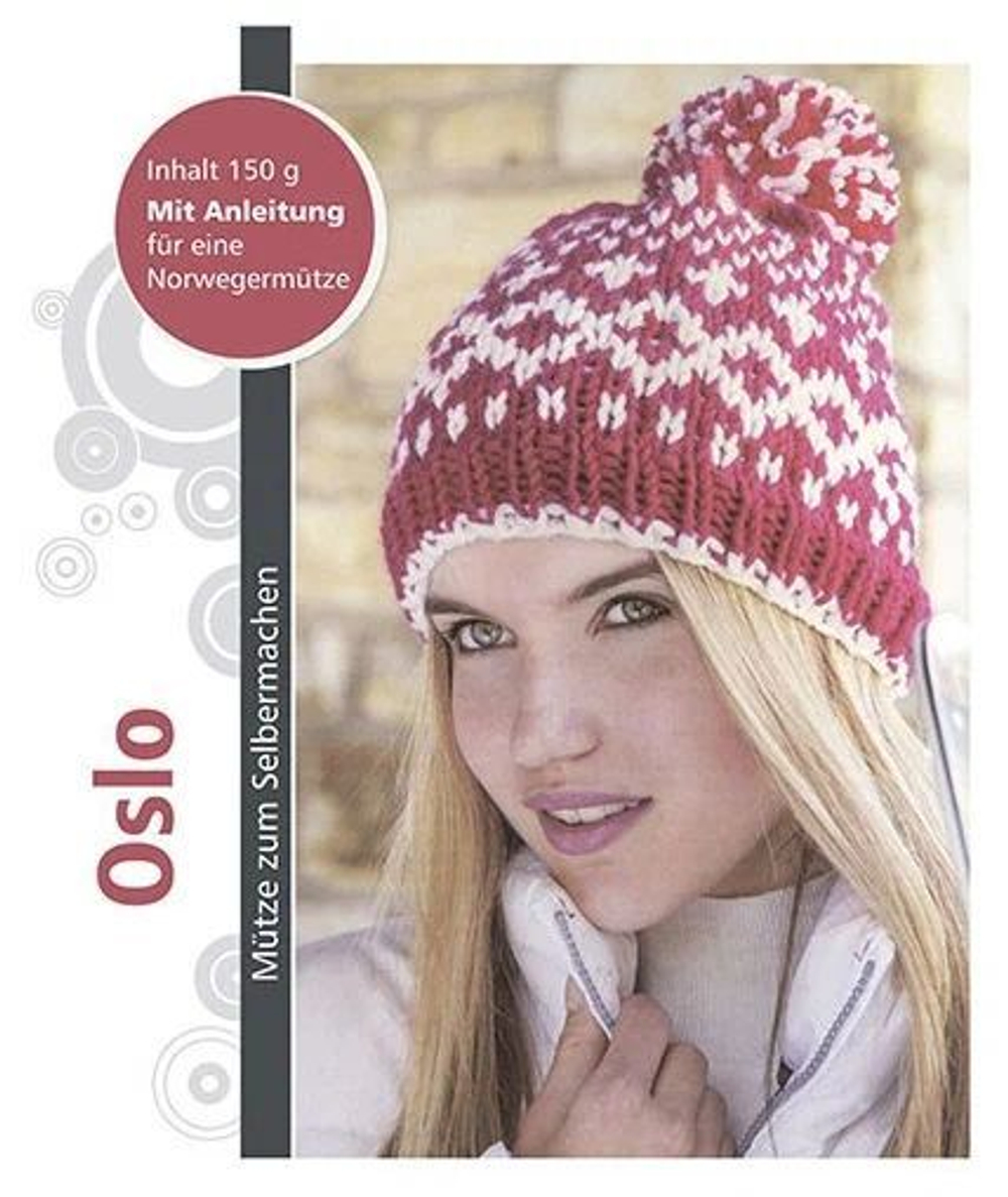Набор для вязания шапки "Oslo", цвет: красный и белый