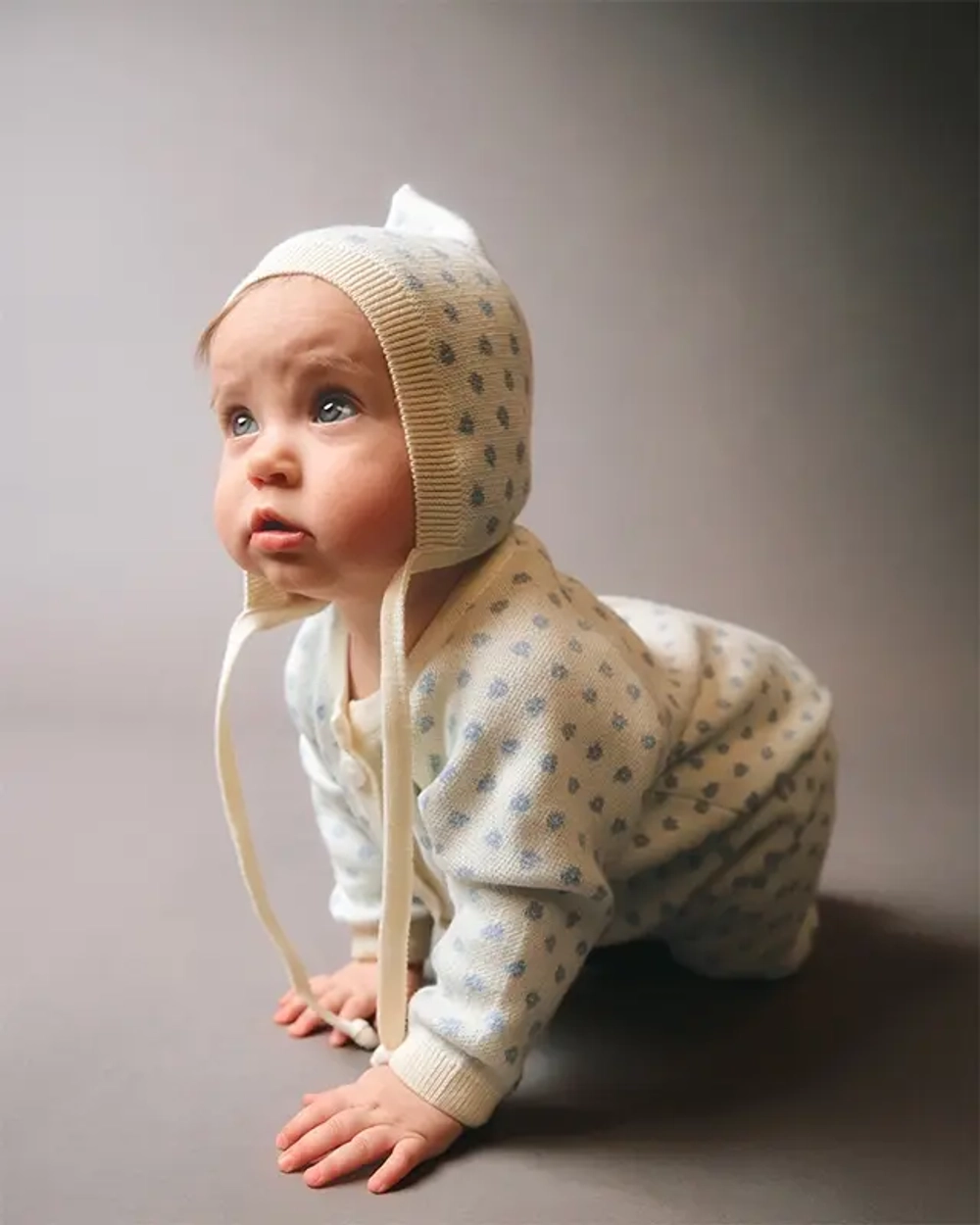 Комбинезон детский Loomknits в цветочек Экрю