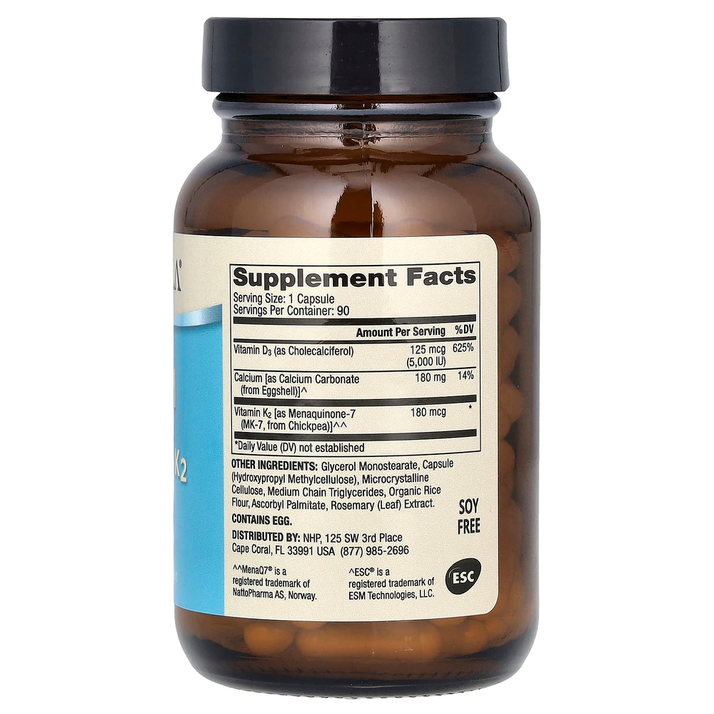 Dr. Mercola, кальций с витаминами D3 и К2, 90 капсул