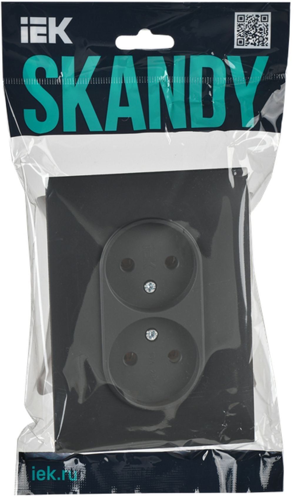 SKANDY Розетка 2-местная без заземления без защитных шторок 10А в сборе SK-R10T титан IEK