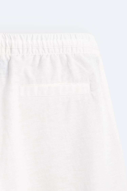 ZARA БРЮКИ ИЗ ХЛОПКА И ЛЬНА, ЖЕЛТОВАТО-БЕЛЫЙ