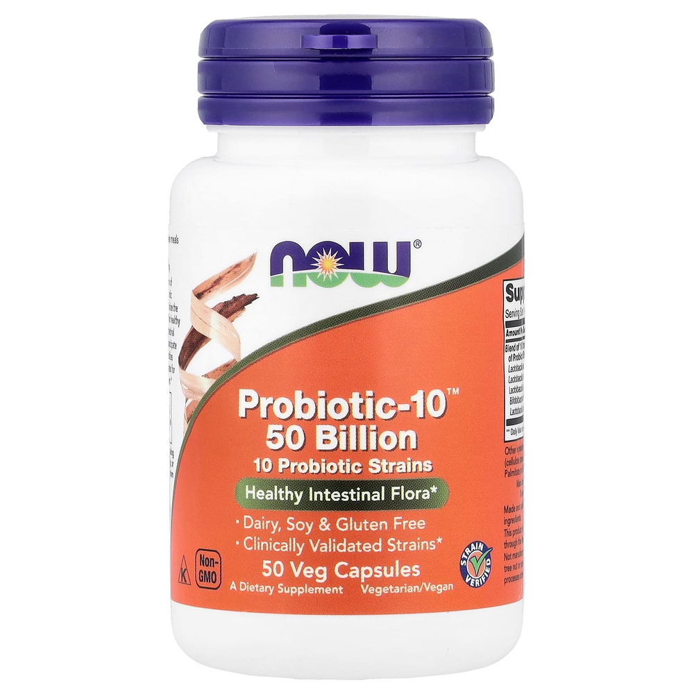 NOW Foods, Probiotic-10™, 50 млрд, 50 растительных капсул