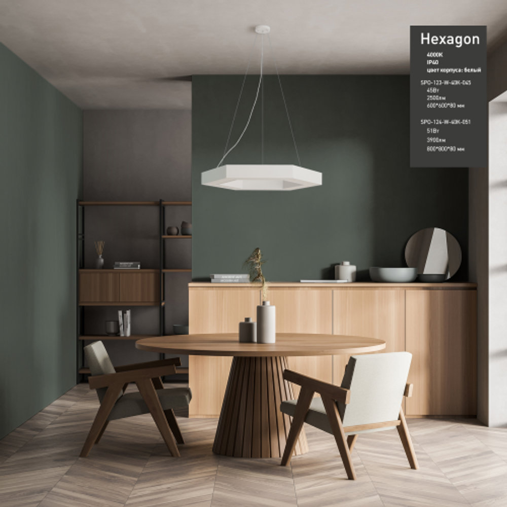 Светильник LED ЭРА Geometria SPO-124-W-40K-051 Hexagon 51Вт 4000К 4000Лм IP40 800*800*80 белый подвесной