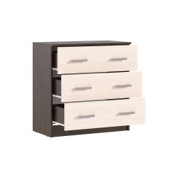 Комод с 3-мя ящиками Бася, Дуб беленый, Венге