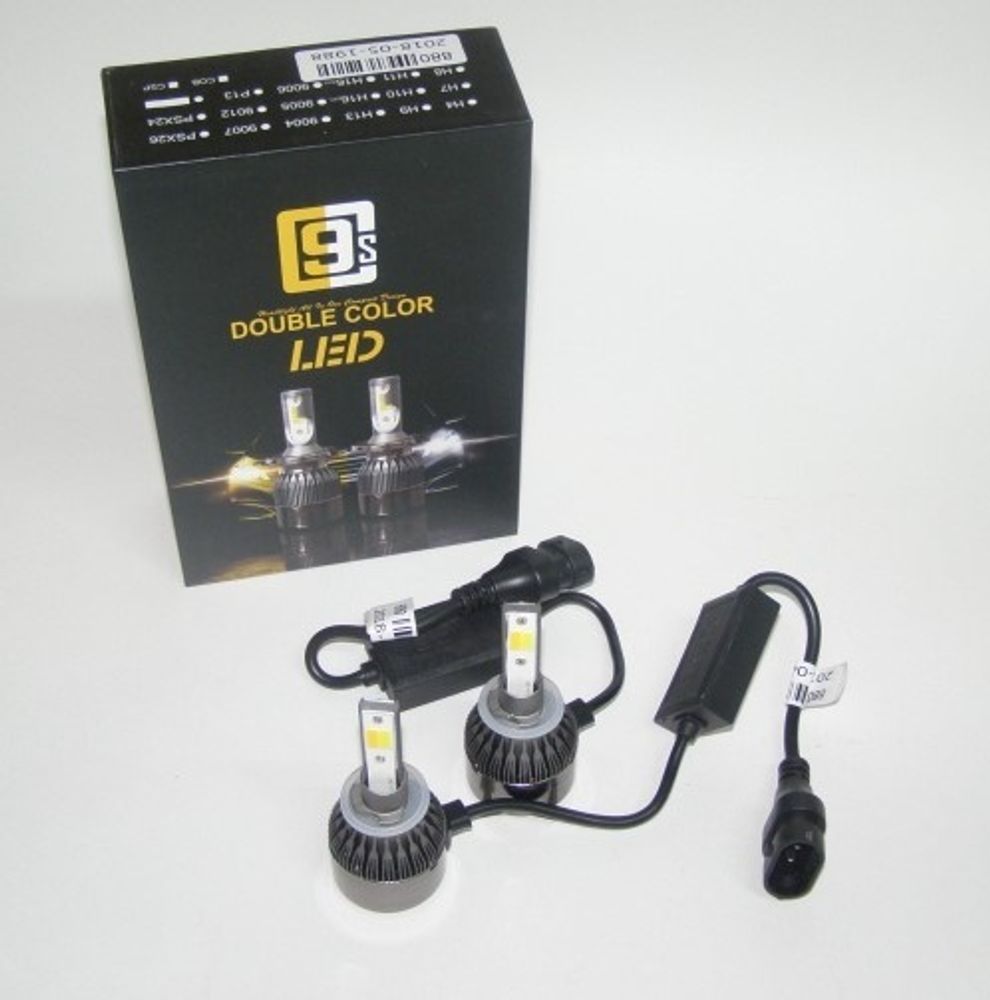 Лампа H27 12V LED 36W/3800LM 6000K 2 шт белый/желтый (C9)