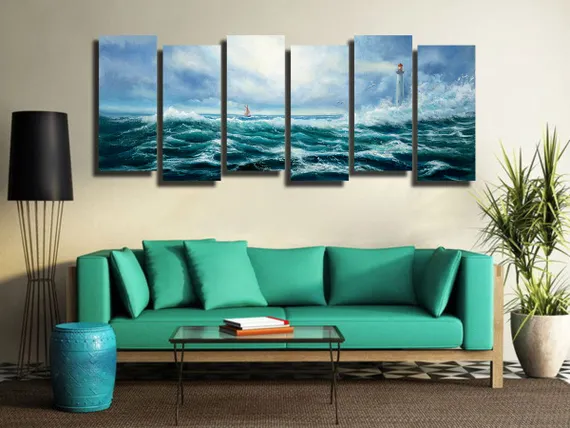 Модульная картина "Морской пейзаж с маяком"