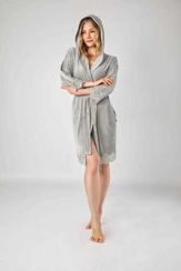 Халат женский велюровый с кружевом 0451 ментоловый NUSA Турция