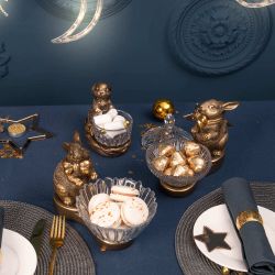 Фруктовница-конфетница Кролик Банни Бронза с чашей Аврора