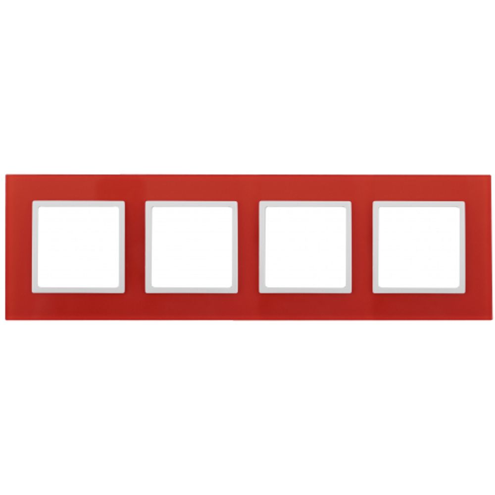 14-5104-23 ЭРА Рамка на 4 поста, стекло, Эра Elegance, красный+бел | Elegance Красный + Белый
