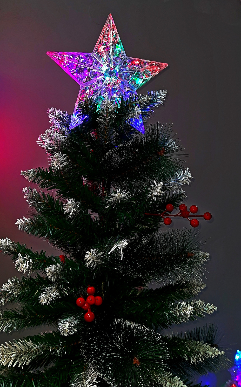 Звезда на макушку 22х23см.Прозрачная цветная LED A5