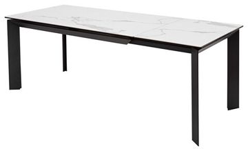 Стол CREMONA 140 HIGH GLOSS STATUARIO Белый мрамор глянцевый, керамика/ черный каркас