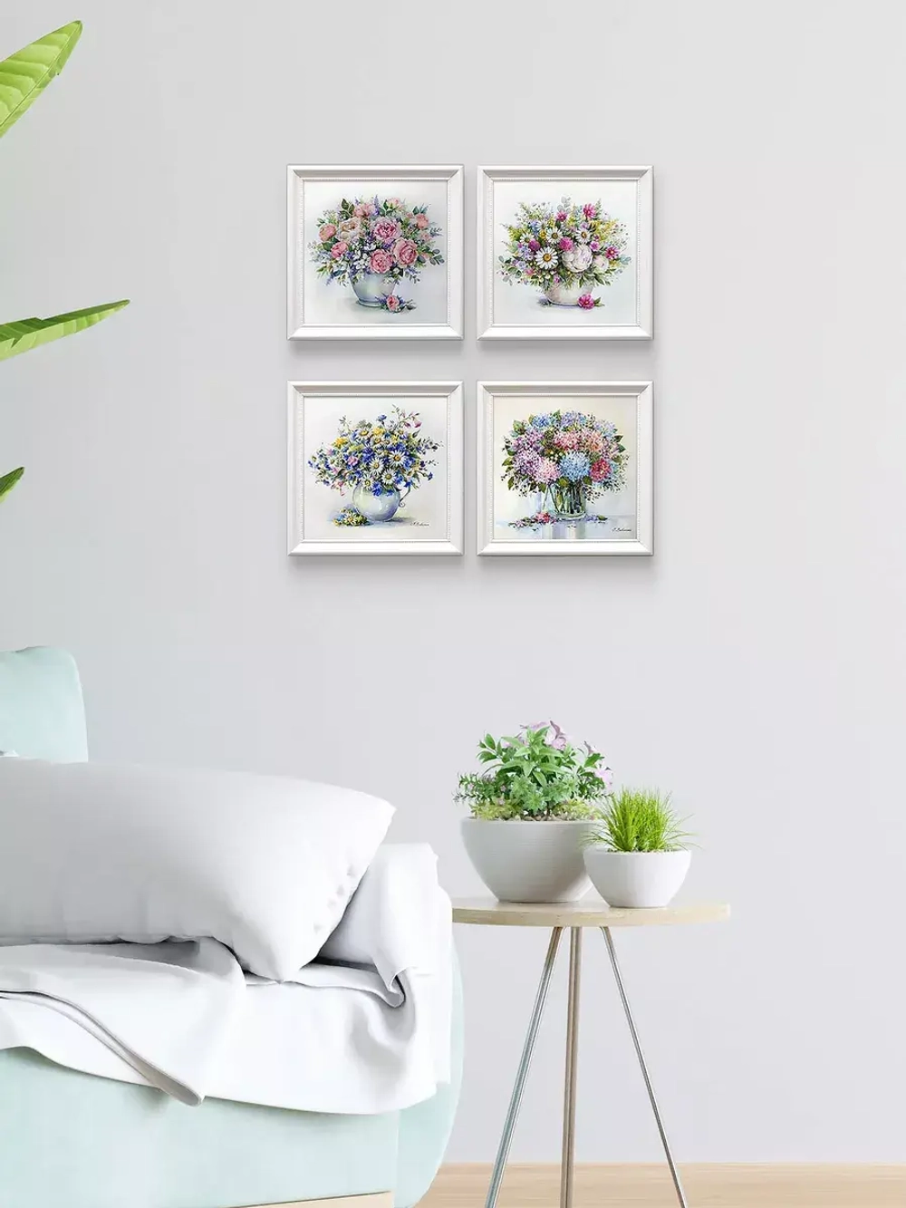 Картины на стену интерьерные на холсте 4 шт, 23*23 см