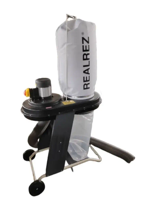 Стружкоотсос REALREZ FM200/220В / Промышленный пылесос для уборки древесных стружек 550 Вт / Вытяжка для стружки и опилок со шлангом