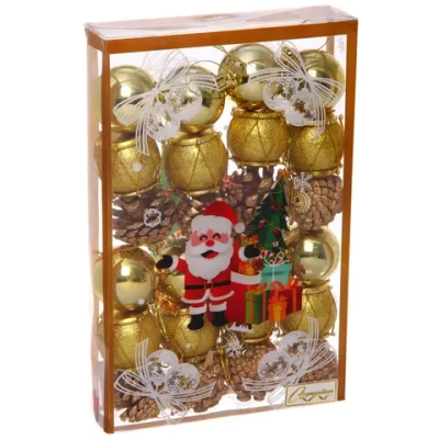 Набор украшений «Встречай Новый год» 4 см (набор 24 шт), Золото