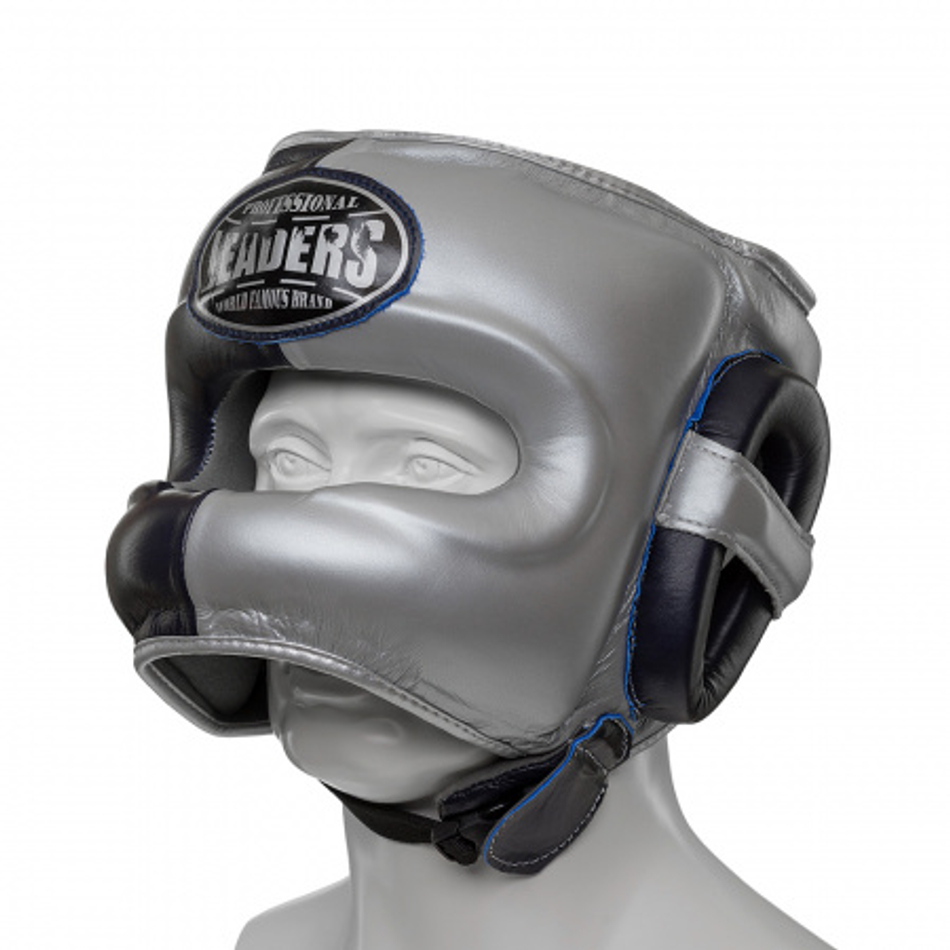 Шлем боксерский LEADERS LS ULTRA с бамперной защитой BL/SIL (синий тёмный/серебристый)
