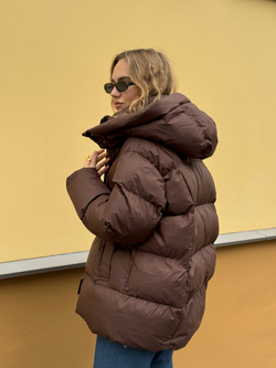 Пуховик Рокет миди шоколад