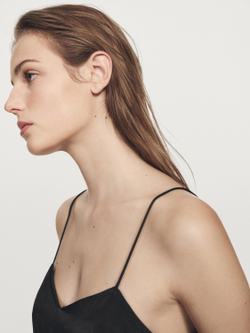 Massimo Dutti Топ в бельевом стиле с кружевом, черный