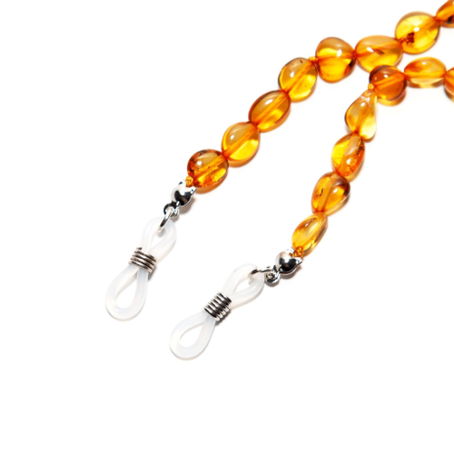 Держатель для очков из натурального янтаря, длина 70 см. Цепочка для очков натуральный камень