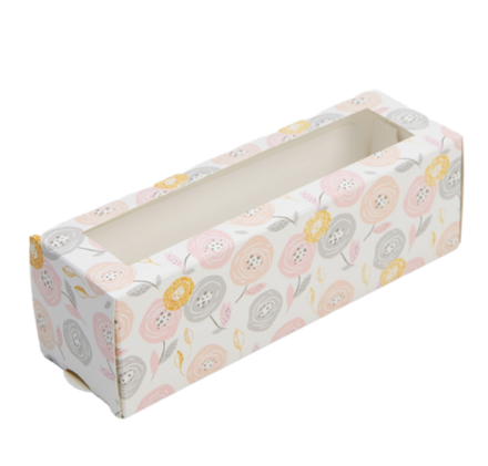 Коробка для макарун, кондитерская упаковка «Цветочки», 5.5 х 18 х 5.5 см