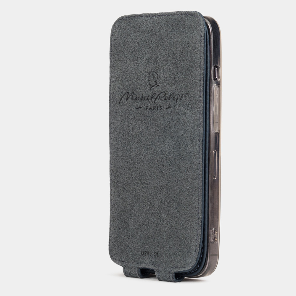 Чехол для iPhone 15 Pro из кожи теленка, синего цвета