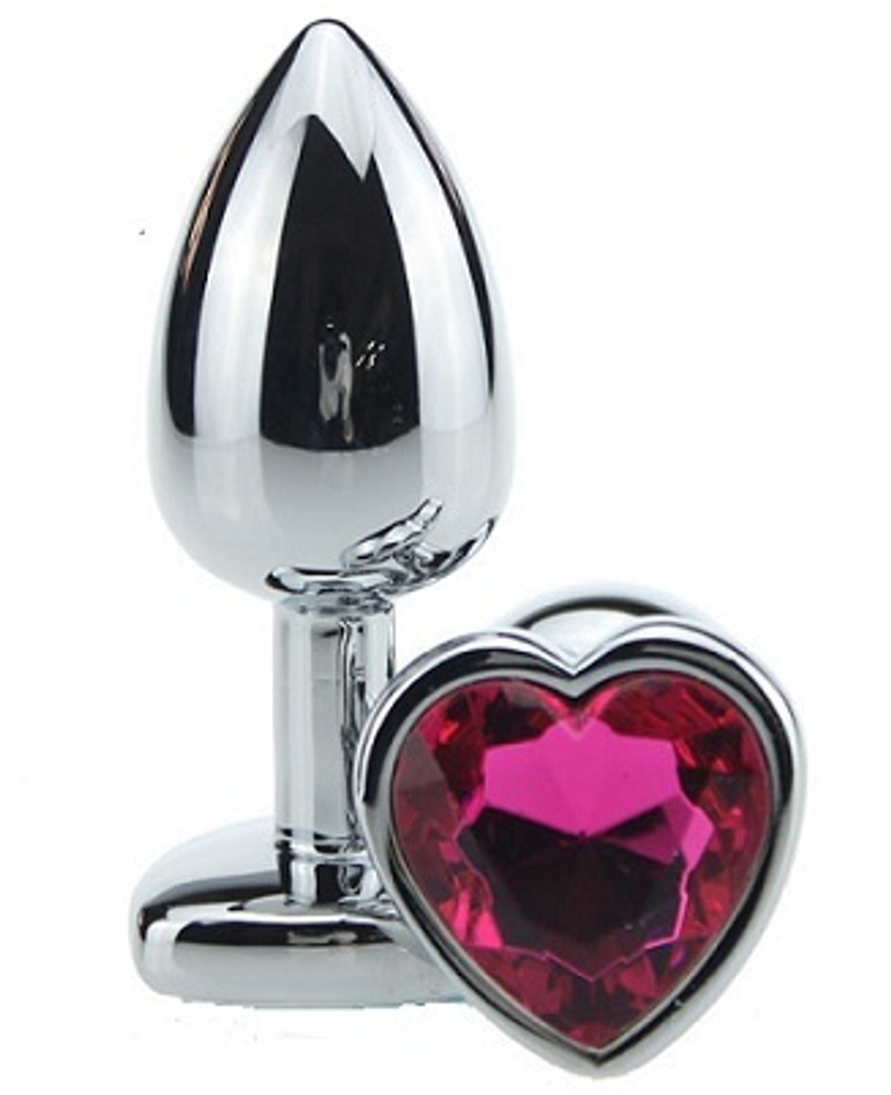 Анальная пробка сердечком с красным стразом 7,5 х 2,8 см 47139-MM