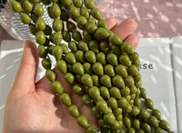 Нить бусин для украшений Капля 9,5х13,5мм, "Майорка-Авокадо" (имитация)