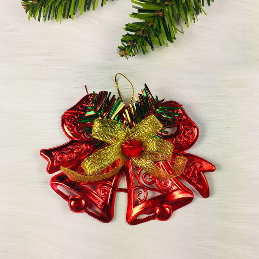 Украшение новогоднее «Колокольчики резные» 13*10 см, Красный