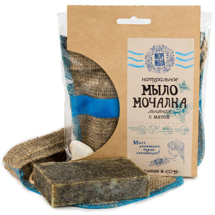Мыло-мочалка льняная с Мятой, 110 г