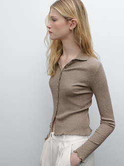 Massimo Dutti Кардиган с волнистыми кромками, норка