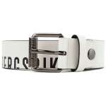 Ремень BIKKEMBERGS 105 белый надписи черным