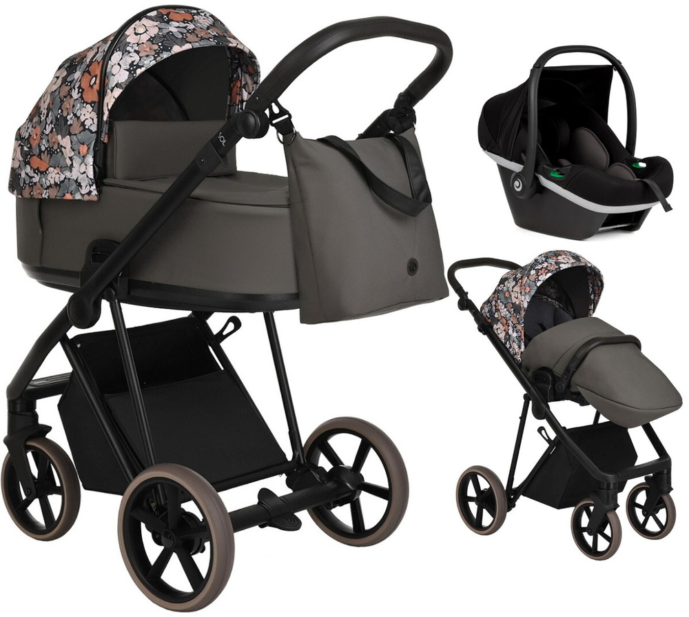 Детская коляска Roan Sol Flowers 3 в 1 с автокреслом Tutis Elo Black RSF/5003 Forest Clearing/Black