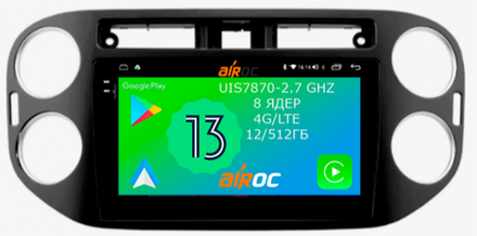 Магнитола для Volkswagen Tiguan 2007-2017 (черный) - Airoc 2K AU-3704B на Android 13, TS20, 12/512Гб, SIM-слот