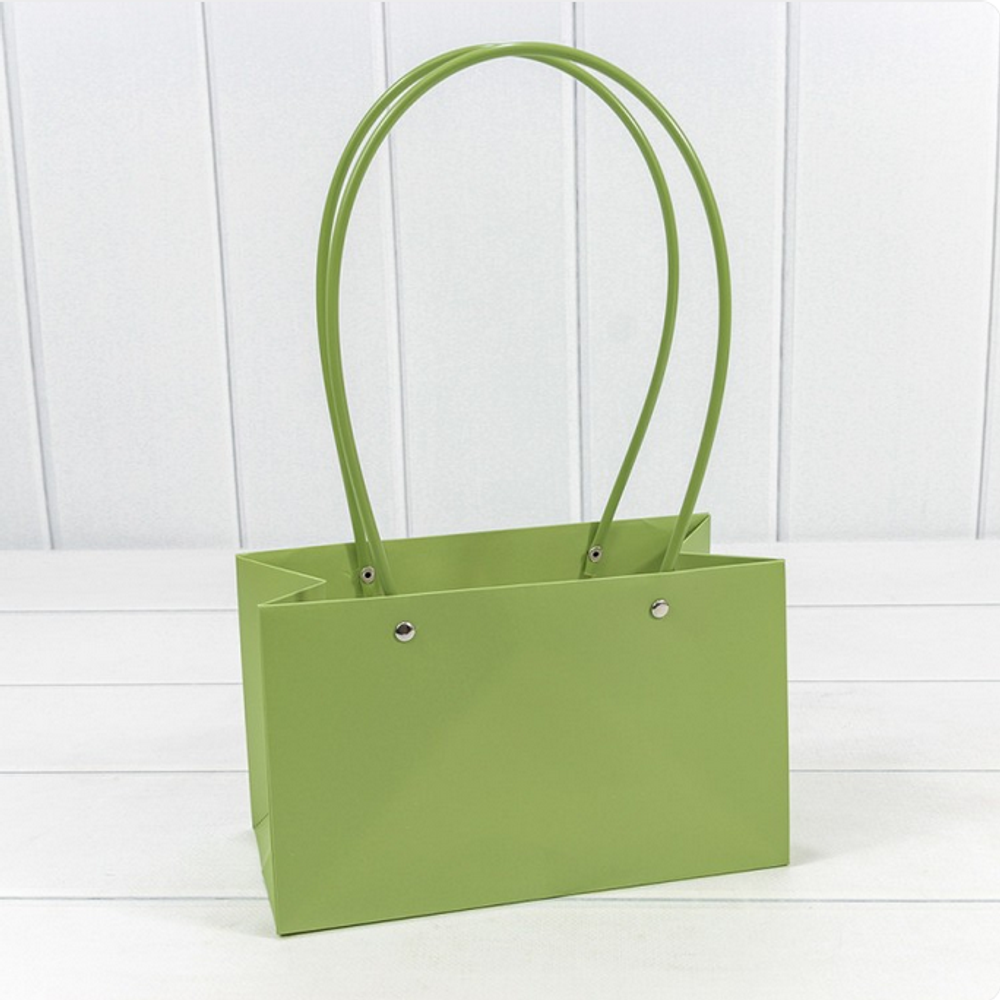 Пакет подарочный 22х13,5х10,5 Ваза для цветов (Зеленый)