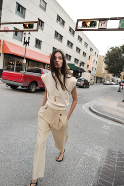 ZARA БРЮКИ ЧИНОС ПРЯМОГО КРОЯ, ПЕСОЧНЫЙ