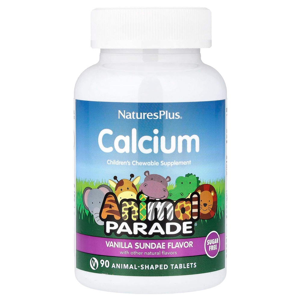 NaturesPlus, Animal Parade®, жевательная добавка с кальцием для детей, ванильное мороженое, 90 таблеток в форме животных