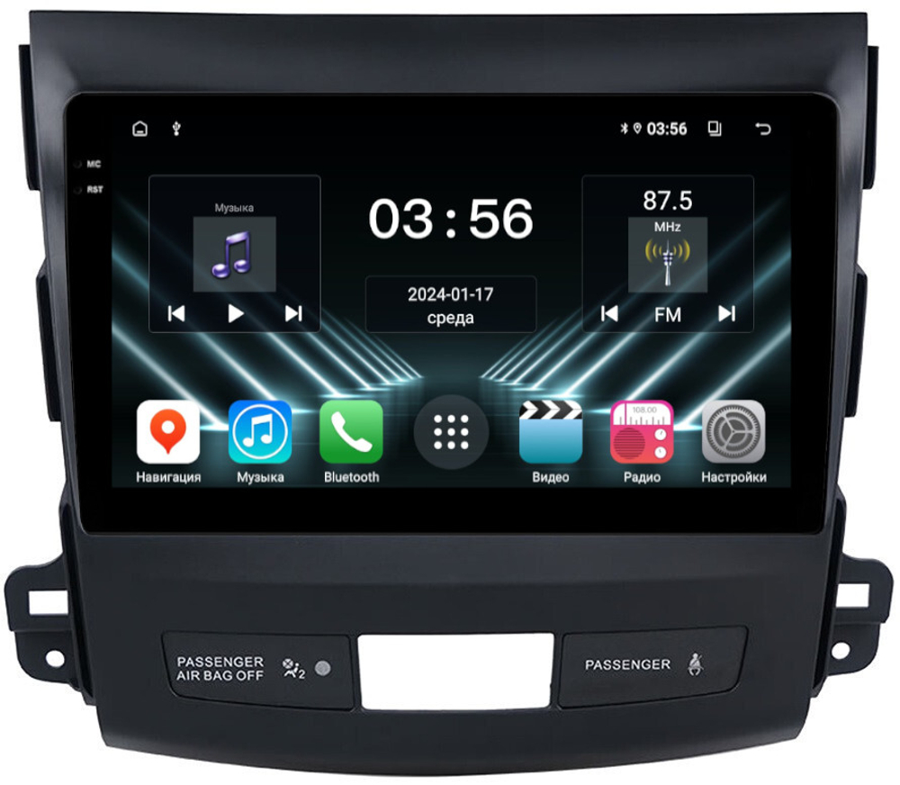 Магнитола для Mitsubishi Outlander XL, Peugeot 4007, Citroen C-Crosser - FarCar DX056M монитор 9.5" IPS на Android 13, 4+64Гб, CarPlay