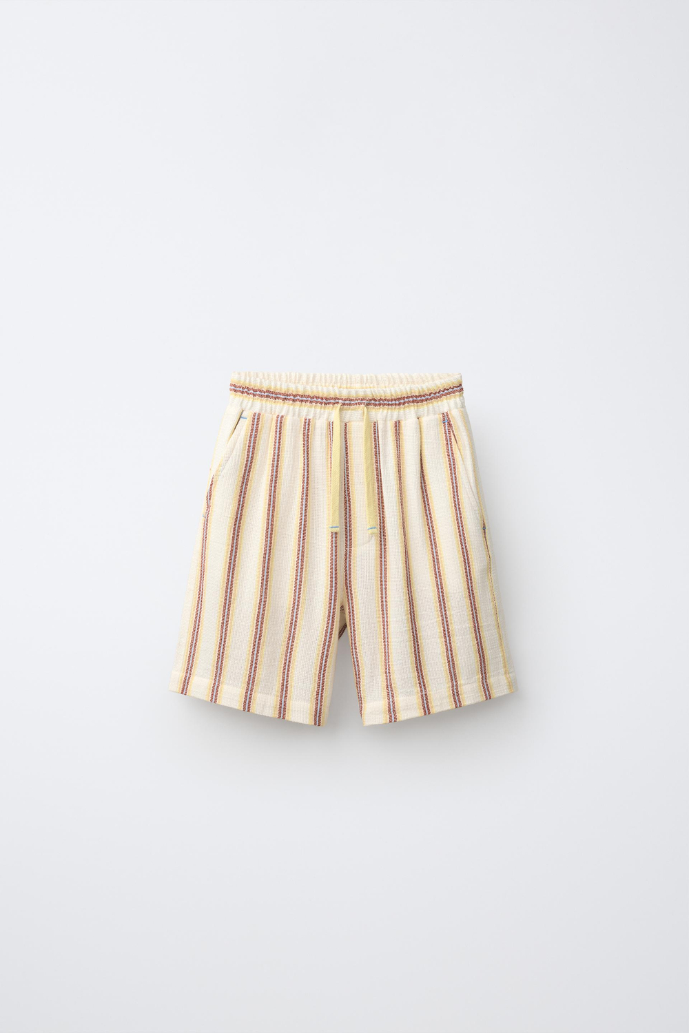 ZARA ШОРТЫ В ПОЛОСКУ ИЗ ФАКТУРНОЙ ТКАНИ, КРАСНЫЙ