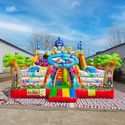 Коммерческий надувной батут с горкой «В гостях у моря»  10*6*6,1 м.